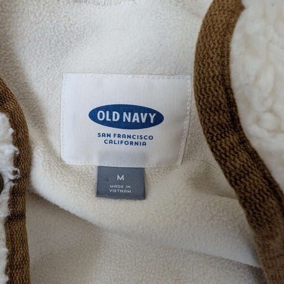 Old Navy Sherpa Jacket Mock Neck Cream Snap Front Long Cloud Nine - Picture 9 of 13